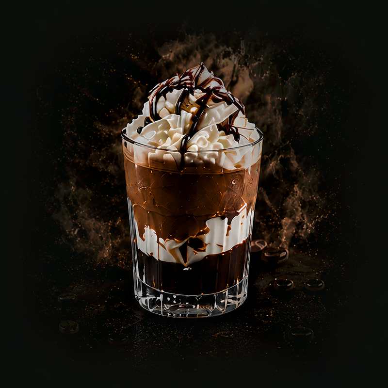 Black Snow — layered coffee with cream and chocolate